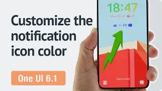 How to change the notification icon color on the lock screen in One UI 6.1?