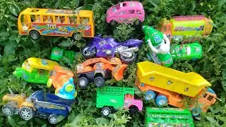 #jcb Cartoon for toys# bus, nano gadi, excavator, tractor, dumper, lorry .#membersihkanmainan