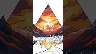 Realistic sunset on mountain digital art 