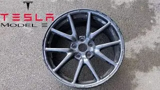 Tesla Model 3 Aero Rim Wheel Crack!  Air Leak on tire!!