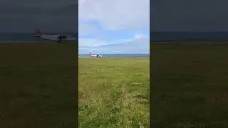 Papa Westray airport, Loganair airplane landing (the shortest scheduled flight in the world)