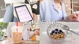 productive vlog 🎀📖 finals week, going to college, studying at cafe, healthy food