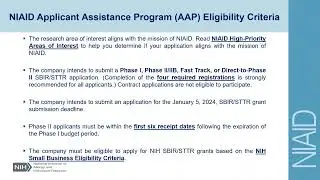NIAID Applicant Assistance Program (AAP) Informational Webinar