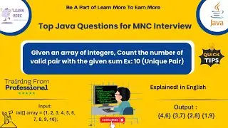 Java QA Interview Question:  Find unique Pairs in an Array with a Given Sum (Java) 💻