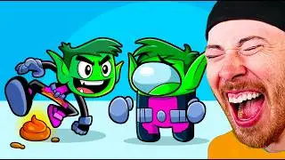 Mini Crewmate vs Teen Titans Go (Funny Among Us Imposter)