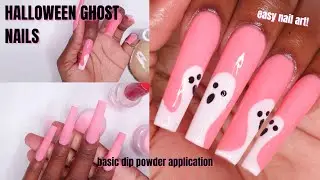 EASY DIP POWDER NAILS | HALLOWEEN NAIL DESIGN | GHOST NAIL ART TUTORIAL