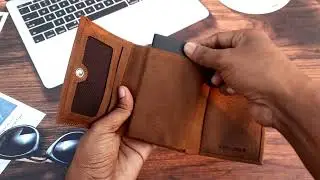 Multi Functional Mordan Genaration Snap Button TriFold Pop Up Card Holder Orignal Leather Wallet