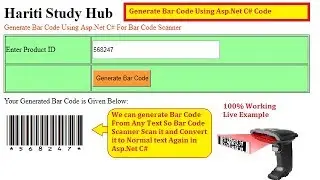 Generate BarCode For Bar Code Scanner with Asp.Net C# | Hindi | Free Online Learning Classes