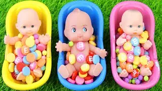 Satisfying ASMR | Funny Make UP & Candy Mixing in 3 Bathtubs with Color Rainbow Slime Cutting Video
