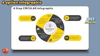 92.The Infographics show - MS PowerPoint 4 Step CIRCULAR Design | Black & Yellow Theme
