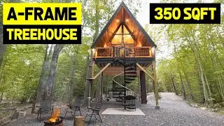ULTRA-MODERN 350sqft TINY A-FRAME CABIN TREEHOUSE w/ Hot Tub & Lake!