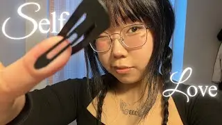 ASMR Tracing your face with a Hair Clip + Complimenting you❤️ (real camera touching)