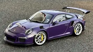 Unboxing 1/18 AUTOart Porsche 911 991 GT3 RS “Ultraviolet” | Scale Diecast Model Car Review