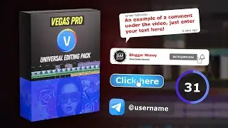 Контент-пак для Vegas PRO (плашки, титры, подписка) / Universal Editing Pack for Vegas PRO 19+