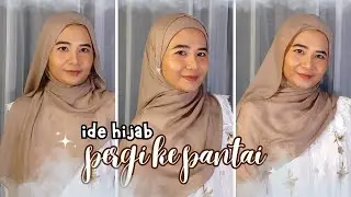 Ide hijab pergi ke pantai pakai pashmina viscose