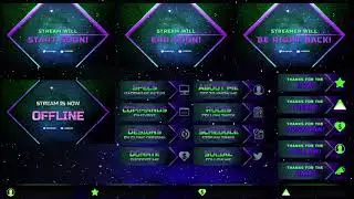 Bright Green/Purple Space-Theme | Animated Twitch Package