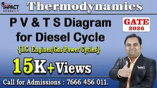 P V & T S Diagram for Diesel Cycle (GATE) | I.C. Engines/Gas Power Cycles | Thermodynamics |