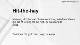 Hit-the-hay Meaning