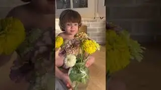 Made his own little flower arrangement today #flowers #garden #homesteading #homestead #farmlife