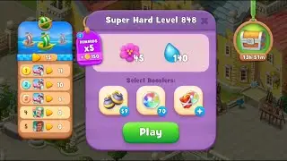 Gardenscapes Level 848 Walkthrough "No Boosters Used"