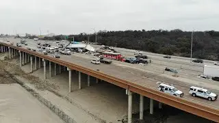 Drone footage shows cleanup effort to remove dozens of vehicles involved in massive pile-up