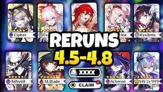 NEW UPDATE! RERUN CHARACTER BANNER ROADMAP FOR 4.5-4.8 | Himeko SP, SW 999 & MORE - Honkai Star Rail