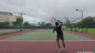 Tennis practice with Adrien | typhoon and raining in HK