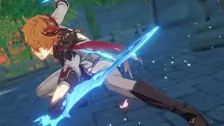 Genshin Impact (JP dub) Childe's entrance cutscene