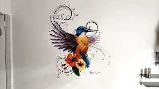 Bird Graffiti Living Room - by Antonipaints