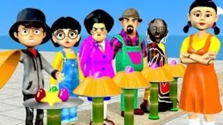 Squid Game with Scary Teacher 3D - Body Parts Wooden Bricks 5 Times Challenge Granny Loser