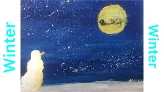 Snowman ⛄️. Drawing with gouache