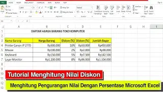Tutorial Menghitung Nilai Diskon | Menghitung Pengurangan Nilai Dengan Persentase Microsoft Excel