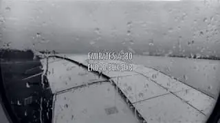 STORM DEIRDRE EMIRATES A380 RAINY AND TURBULENT DEPARTURE // BHX