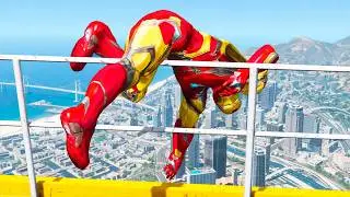 IRON MAN CRAZY JUMPS/FALLS (GTA 5 Iron Man Gameplay)