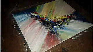 Simple Abstract Painting with acrylic colors and primed canvas board