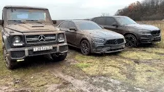 To the forest for mushrooms in a BMW X5, G-Class and E-Class!