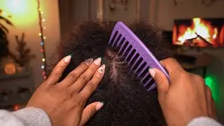 ASMR | Gentle Afro Hair Combing and Detangling by the Fireside ☁️ (No Talking)