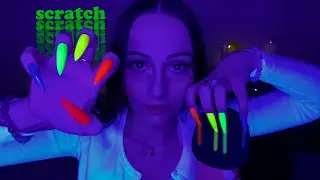 ASMR Invisible Scratching ☆💚 Focus on my Glowing Nails 💚☆ 3 ways
