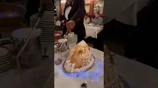 Baked Alaska with Cafe Brulot Diabolique at Antoine’s in New Orleans, established in 1840.