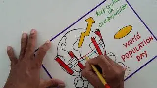 World Population Day Drawing Easy Steps//World Population Day Poster //Population Chart for Project