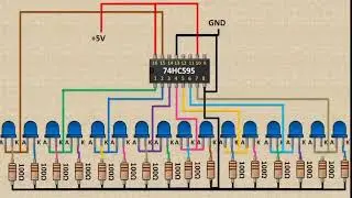 LEDs lights chaser using IC 74HC595 and 555