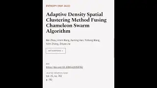 Adaptive Density Spatial Clustering Method Fusing Chameleon Swarm Algorithm | RTCL.TV