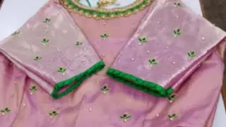 Pattu lehenga maggam work Blouse Lehenga