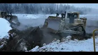 Cат D9R  засыпка траншее