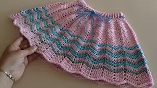 How to Crochet baby skirt - Easy Crochet Knit skirt Pattern For Beginners - Crochet zig zag skirt