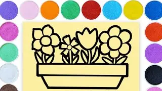 [Sand Painting coloring Flowers] with Rainbow Colors for kids and toddlers❤️沙畫tô màu tranh cát