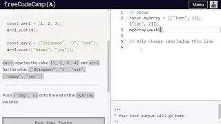 Manipulate Arrays With push()- Freecodecamp.org | Video 44 | Basic JavaScript