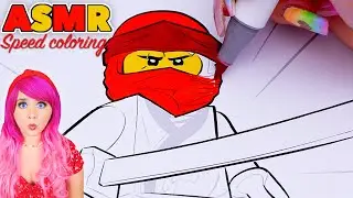 ASMR Speed Coloring LEGO Ninjago Kai (Coloring Sounds & No Talking)
