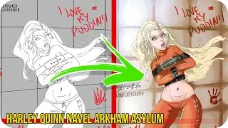 Harley Quinn Navel Arkham Asylum - Steps Digital Painting Tutorial