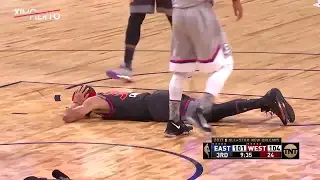 Stephen Curry avoids being posterized by Giannis Antetokounmpo (2017 All Star Game)